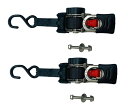 2個 トランサムタイダウン ステンレス製 収納式 Sフック ベルト幅25mm長さ1.8m 収納コンパクトタイダウン25mm1.8m ベルト ラチェット式 自動巻...