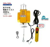 吊下げ式電動ホイスト300kg ワイヤー20M 家庭用100V対応 50Hz/60Hz 最大能力300kg 小型電動ウインチ 吊り下げタイプ　送料無料 三方良し 電動ウインチ ホイスト レバーブロック レバーホイスト 吊り下げ式電動ホイスト【あす楽対応】