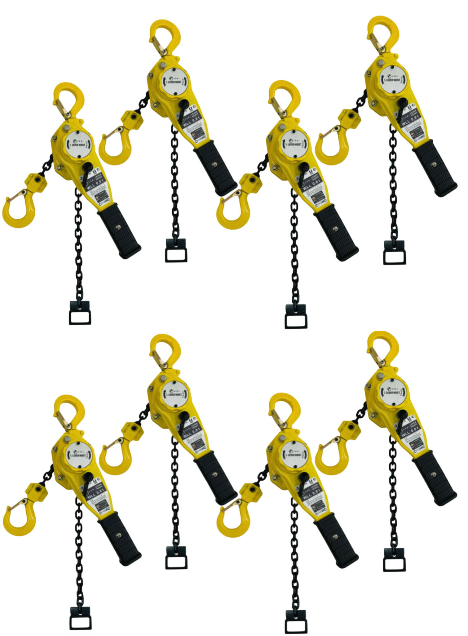 Rakuten - 【三方良し】【1年保証】8台セット 新発売イエロー色 レバーホイスト0.8TON（Lever Hoist）800kg 0.8t 1.5m ミニレバーブログ チェーンホイスト/ チェーンブロック チェーンガッチャ レバーブロック 手動式レバー 荷締機 高品質 荷締機 ガッチャ がっちゃ【あす楽対応】