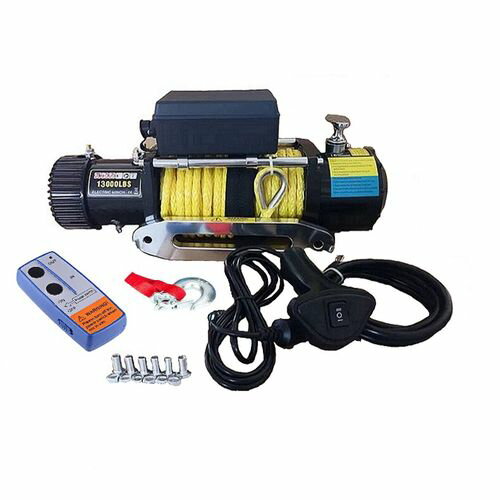 【6ヶ月保証】電動ウインチ DC12V 13000LBS(5897kg)軽量シンセティックロープ 無線/有線リモコン付き 電動 ウインチ 防水仕様 [DC12V...