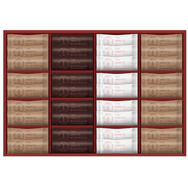 お歳暮 早割 ギフト 冬ギフト 送料無料 メッセージカード お菓子 ザ・スウィーツ ミルフィーユ 36個 ミルクチョコ キャラメル ホワイトチョコ ストロベリー...