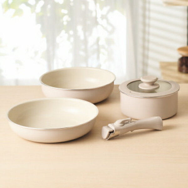 送料無料 便利グッズ マジクック 着脱ハンドル フライパン 5点 セット セラミック加工 IH対応 収納ラク..