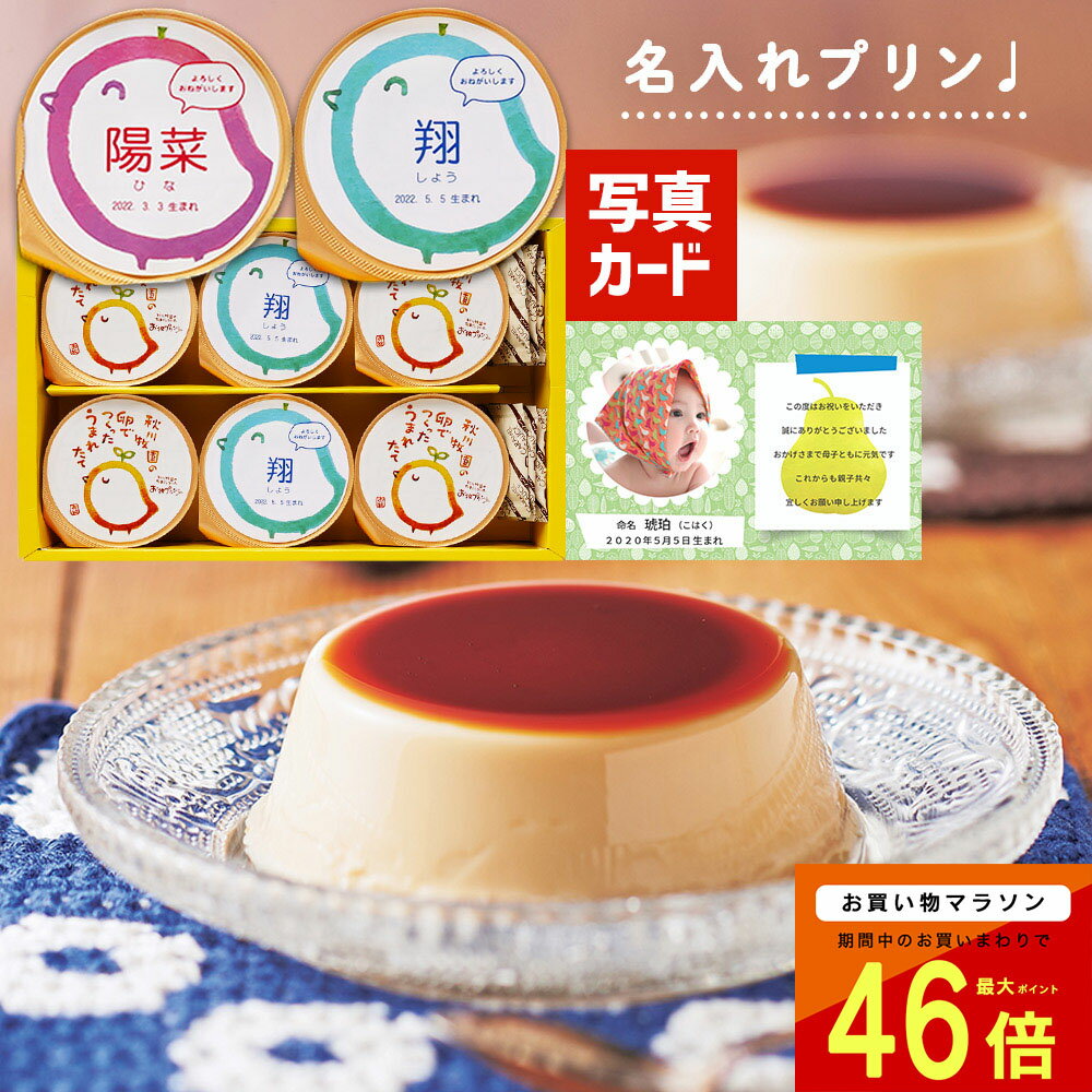 楽天ギフト＆内祝いのアイプレゼンツ出産内祝い お菓子 名入れ プリン 6個 送料無料 出産 内祝い お返し 出産内祝い スイーツ 出産祝い お返し お祝い返し 3000円 ギフト 写真入り 内祝い 写真 スイーツ 出産 内祝 （AD） [名入れG] 軽 出産 名入れギフト 結婚 入学 祝い 入学内祝い 命名札 父の日 初節句