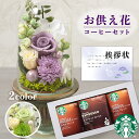 お供え 花 プリザーブドフラワー 白雨 2色 と スタバ ギフト スターバックス コーヒー 珈琲 飲料 御供 御供え物 お供え物 供花 お彼岸 枕花 お盆飾り ...