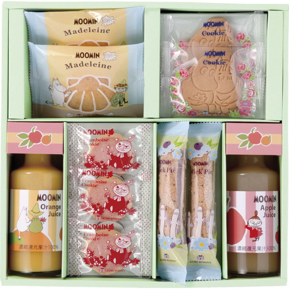 出産 内祝い 3000円 ギフト ムーミン ジュース クッキー パイ マドレーヌ スイーツ B お菓子 かわいい 新築 新築祝いお返し 贈り物 贈答品 お誕生日...
