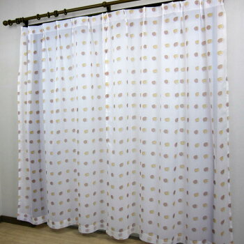 北欧風かわいいリーフボイルレースカーテン100×108cm(2枚入り)