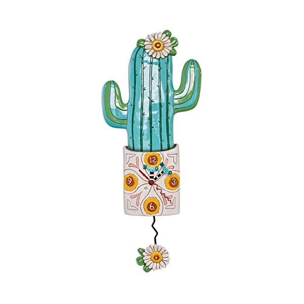 アレンデザイン 壁掛け時計 振り子時計 サボテン インテリア オブジェ Allen Designs P1856 Whimsical Cactus Pendulum Wall Clock Desert Bloom