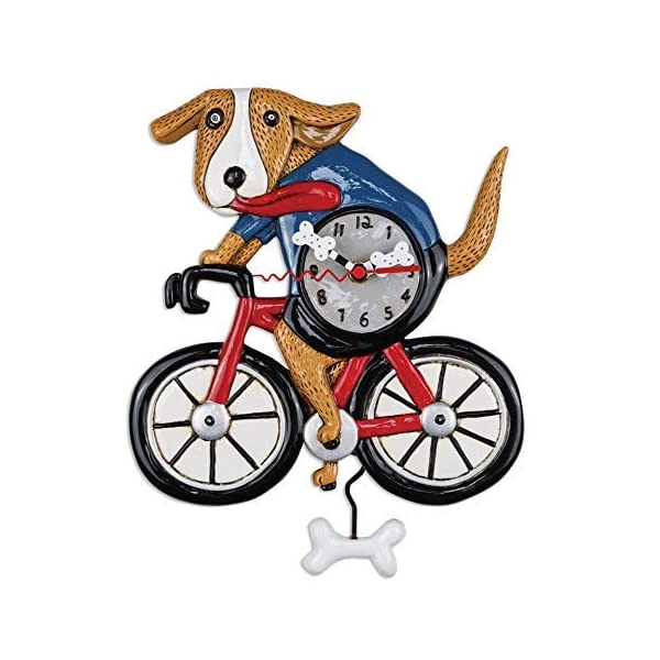 アレンデザイン 壁掛け時計 振り子時計 犬 イヌ 自転車 インテリア オブジェ Allen Designs P2025 Swinging Pendulum Clock Bicycle Dog Design 12 inches x 19 inches