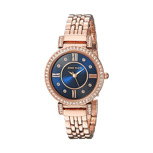 󥯥饤 Anne Klein ӻ å  ǥ  ե Anne Klein Women's Swarovski Crystal Accented Rose Gold-Tone Bracelet Watch