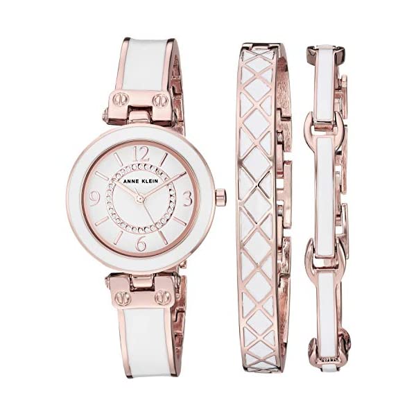 󥯥饤 Anne Klein ӻ å  ǥ  ե Anne Klein Women's Swarovski Crystal Accented Gold-Tone Bangle Watch AK/3296WTST Bracelet Set