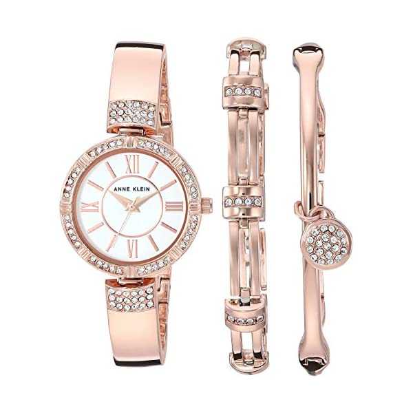 󥯥饤 Anne Klein ӻ å  ǥ  ե Anne Klein Women's Swarovski Crystal Accented Bangle Watch Bracelet Set