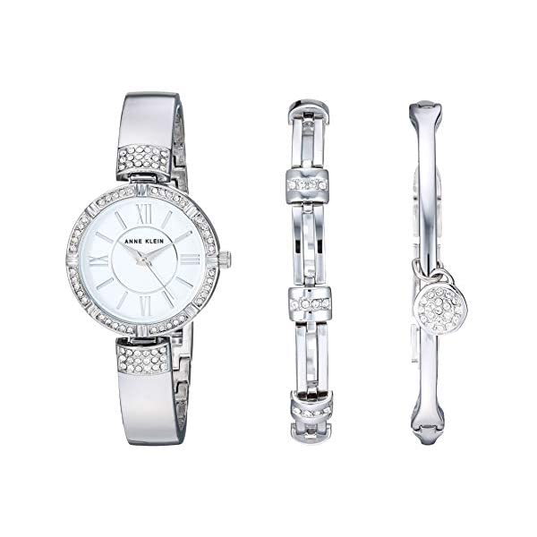 󥯥饤 Anne Klein ӻ å  ǥ  ե Anne Klein Women's Swarovski Crystal Accented Bangle Watch Bracelet Set