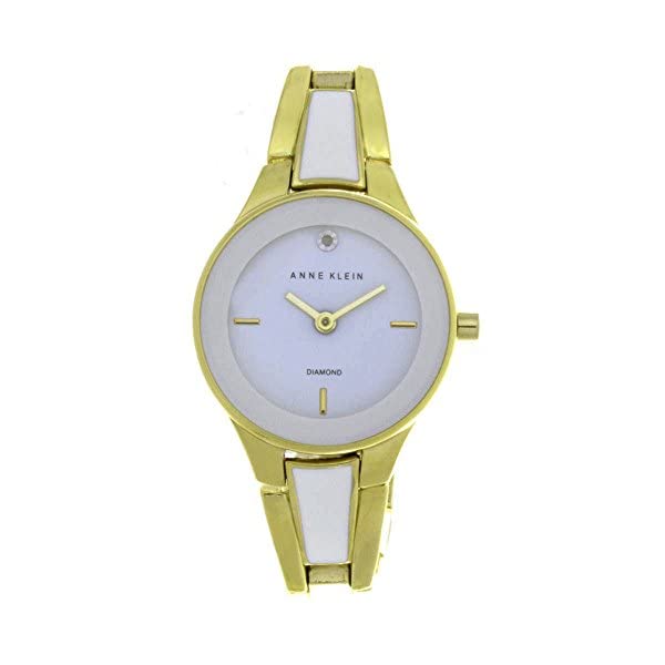 ANC Anne Klein rv EHb` v fB[X p Anne Klein Womens White Dial White & Gold Tone Bracelet Watch AK/2556WTGB