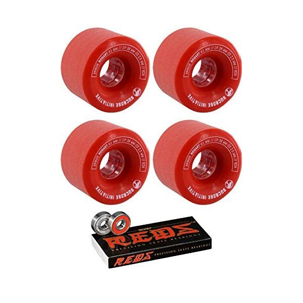 Arbor アーバー スケートボード スケボー ウィール 61mm レッド 赤 ボーンズベアリング 8mm Arbor Skateboards 61mm Bogart Red Skateboard Wheels 82A with Bones Bearings 8mm Bones Reds Precision Skate Rated Skateboard Bearings (8) Pack Bundle of 2 Items