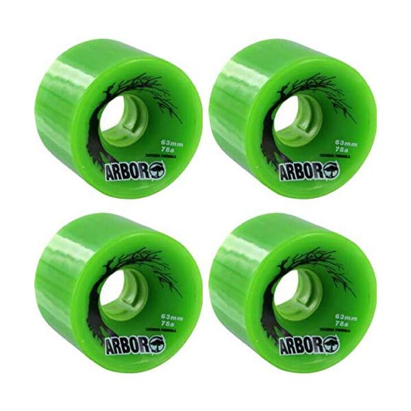 Arbor アーバー スケートボード スケボー ウィール 63mm グリーン 緑 海外モデル アメリカ直輸入 海外正規品 Arbor Skateboards Biothane Green Skateboard Wheels 63mm 78A (Set of 4)