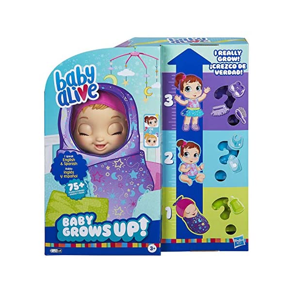 xr[ACu Ԃ l` xr[h[ ܂܂ ւ tBMA mߋ Baby Alive Baby Grows Up (Dreamy) - Shining Skylar or Star Dreamer, Growing and Talking Baby Doll, Toy with 1 Surprise Doll and 8 Accessories