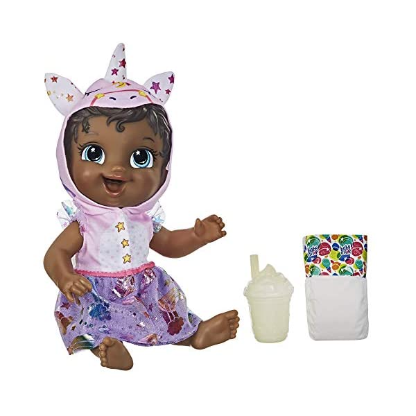 xr[ACu Ԃ l` xr[h[ ܂܂ ւ tBMA mߋ Baby Alive Tinycorns Doll, Unicorn, Accessories, Drinks, Wets, Black Hair Toy for Kids Ages 3 Years and Up