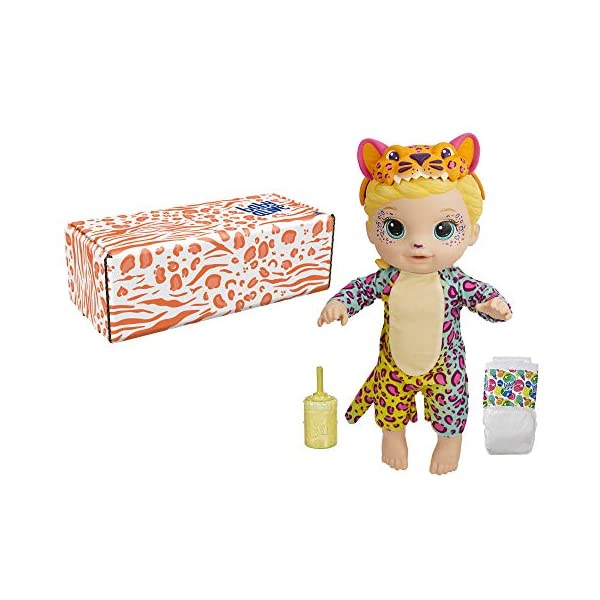 xr[ACu Ԃ l` xr[h[ ܂܂ ւ tBMA mߋ Baby Alive Rainbow Wildcats Doll, Leopard, Accessories, Drinks, Wets, Leopard Toy for Kids Ages 3 Years and Up, Blonde Hair