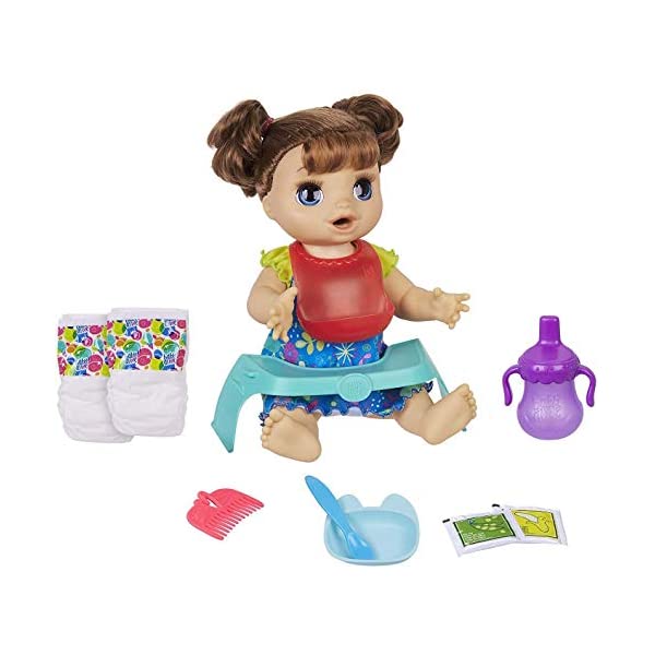 xr[ACu Ԃ l` xr[h[ ܂܂ ւ tBMA mߋ Baby Alive Happy Hungry Baby Brown Straight Hair Doll, Makes 50+ Sounds & Phrases, Eats & Poops, Drinks & Wets, for Kids Age 3 & Up