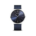 x[O rv EHb` BERING 14241-307 NVbN RNV Y jp Bering Time Classic Collection Polished Silver Stainless Steel Case with Blue Milanese Strap and Blue Dial Men's Watch. 14241-307 kfUC XJWirAfUC