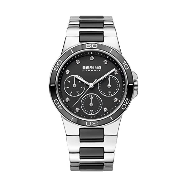 ١ ӻ å BERING 32237-AZ2 ߥå 쥯 ǥ  Bering Time Ceramic Collection Silver Stainless Steel Case and Strap with Black Ceramic Links and Black Dial Encrusted ̲ǥ 󥸥ʥӥǥ