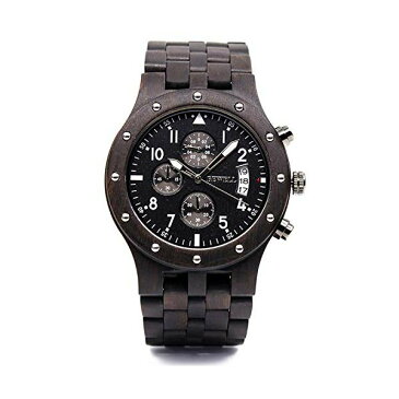 ビーウェル BEWELL ウッドウォッチ 木製腕時計 メンズ 男性用 ZS-W109D-BK Bewell W109D Sub-dials Wooden Watch Quartz Analog Movement Date Wristwatch for Men