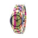 r[EF BEWELL EbhEHb` ؐ | rv ZS-W105DG-1 Bewell Handmade Colorful Bamboo Wood Watch Analog Quartz Fashion Wristwatch with Mix Colors