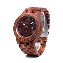 ビーウェル BEWELL ウッドウォッチ 木製腕時計 メンズ 男性用 W109A-RD Bewell Men's Wooden Watches Handmade Date Display Analog Quartz Luminous Wristwatch