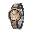 ビーウェル BEWELL ウッドウォッチ 木製腕時計 メンズ 男性用 Bewell Wooden Mens Watches Date&Week Display Quartz Handmade Retro Ebony and Zebra Wood Watch