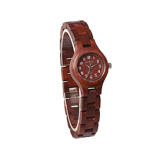 ビーウェル BEWELL ウッドウォッチ 木製腕時計 レディース 女性用 W123A-RD Bewell Small Dial Wooden Bangle Dress Watch Adjustable Round Quartz Wristwatches for Women