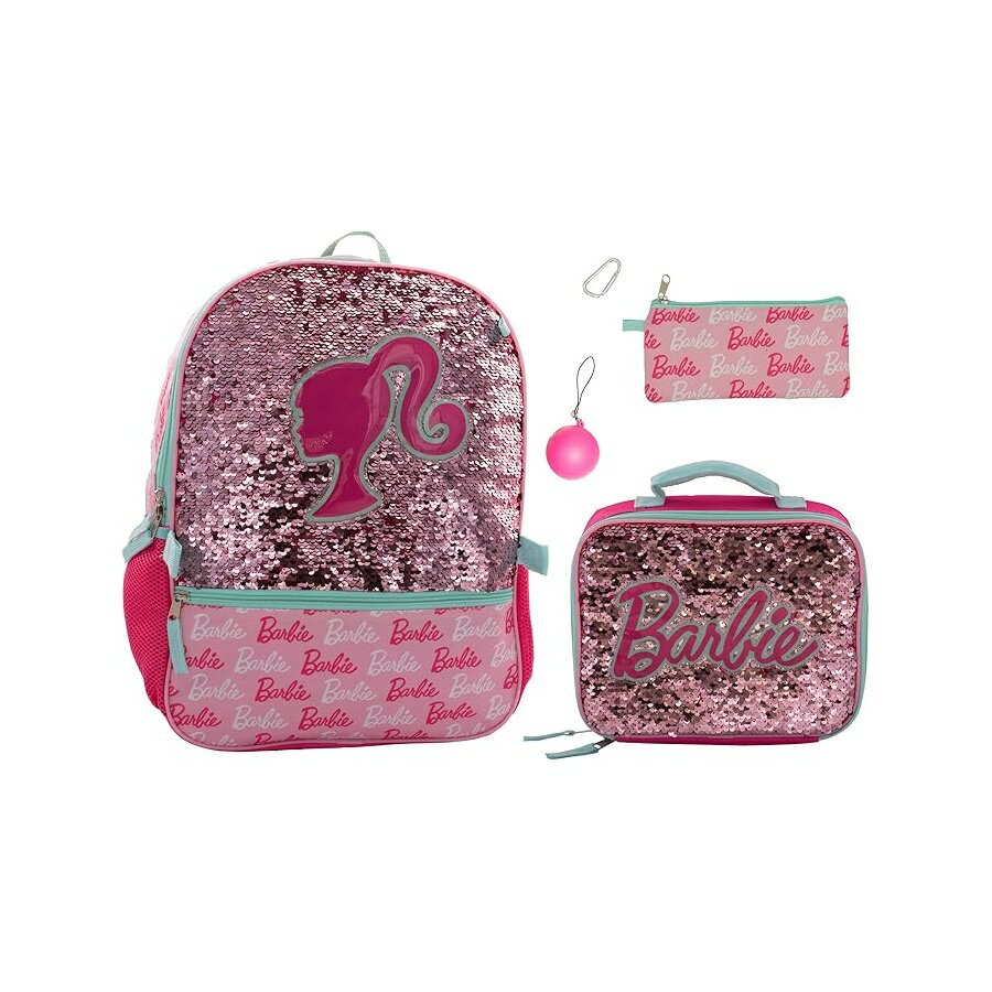 他の 人気商品 はこちら AI ACCESSORY INNOVATIONS Barbie 4 Piece Backpack Set, Sparkle & Shine with this Magic Flip Sequin School Bag for Girls with Zip Front Pocket, PinkAI ACCESSORY INNOVATIONS バービー バックパック 4 点セット、このマジック フリップ スパンコール スクール バッグでキラキラと輝いてください。ジッパー フロント ポケット付き、ピンク発送までの目安5〜15日　営業日以内に発送※12月、連休等は物流が混雑し、遅延する場合がございます。予めご了承ください。 商　品　情　報 メーカー 商品名（英語） AI ACCESSORY INNOVATIONS Barbie 4 Piece Backpack Set, Sparkle & Shine with this Magic Flip Sequin School Bag for Girls with Zip Front Pocket, Pink 商品名（翻訳） AI ACCESSORY INNOVATIONS バービー バックパック 4 点セット、このマジック フリップ スパンコール スクール バッグでキラキラと輝いてください。ジッパー フロント ポケット付き、ピンク 商品詳細 ・バービー 女の子用バックパック 4 点セット: このバックパックはキラキラと輝き、BACK TO SCHOOL の必需品です。セットには、キャラクタープリントのフロントジッパーポケット、取り外し可能なランチボックス、ウォーターボトル、スクイーズフィジェットボールが付いた16インチのバックパックが含まれています。・バックパックとランチボックスのデザインの詳細：バックパックとランチボックスの両方に、バービーのシルエットと象徴的なロゴのPVCアップリケパッチと、ブラシをかけるとバービーピンクからライトピンクに切り替わる虹色の色変化スパンコール素材が特徴です。バックパックとランチボックスは、耐久性のある300 x 600 Dのポリエステル、PVC、虹色スパンコール素材で作られています。・16インチの女の子用バックパック: このバックパックには、本、フォルダー、バインダー、タブレット、ノートを収納できるメインコンパートメント、フロントジッパーポケット、ウォーターボトルと傘用のサイドメッシュナイロンポケット2つ、ロッカーループトップハンドルが付いています。パッド入りの背面とPPウェブ補強付きパッド入りの調節可能なストラップが特徴で、強度、快適性、フィット感が向上しています。 16インチ x 12インチ x 5インチ。・断熱ランチボックス：取り外し可能なクラシックなランチボックスにはパッド入りのハンドル、フォーム断熱材、PEVA防水裏地が付いており、学校や旅行中に食べ物を一日中新鮮に保ちます。寸法は7.5インチ x 9.25インチ x 3.5インチです。・素晴らしいギフト: 一年中いつでも素晴らしいギフトです。このバックパックセットはバービーファッショニスタの必需品です!学校、遊びのデート、お泊り、キャンプ、休暇に最適なトラベルバッグになります。 ※メーカーより頂いた商品説明を翻訳しております。翻訳による差異はご了承ください。 ◆ 様々なギフトシーンにぴったりの商品を豊富に取り揃えております ◆ プレゼント　ギフト　クリスマス　母の日　父の日　記念日　誕生日　お誕生日　誕生日プレゼント　敬老の日　記念品　結婚記念日　メモリアルギフト　お祝い　出産祝い　結婚式　結婚祝い　御祝　披露宴　引き出物　引出物　ウェディングギフト　ブライダルギフト　景品　賞品　コンペ景品　ゴルフコンペ　粗品　お中元　御中元　お歳暮　御歳暮　残暑見舞い　引越し　引っ越し祝い　引越し祝い　贈答品　入園祝い　入学祝い　卒業祝い　成人式　就職祝い　昇進祝い　定年退職記念　還暦祝い　卒業記念品　内祝　お返し　お礼　御礼　お祝い返し