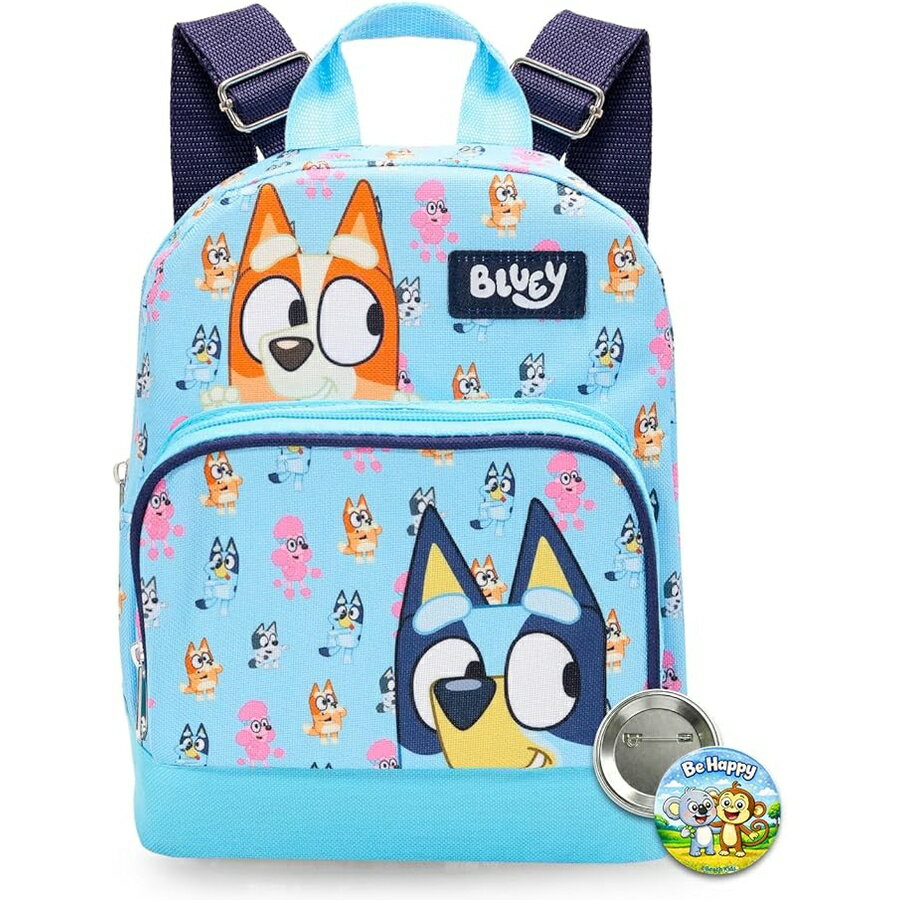 ブルーイー グッズ バックパック リュック バッグ プレゼント ギフト キッズ ミニ 10インチ デラックス キャンバス フロントポケットとボタンバンドル付き 女性 ティーン 子供 調整可能 Bluey Mini Backpack 10" Deluxe Canvas Bluey Backpack with Front