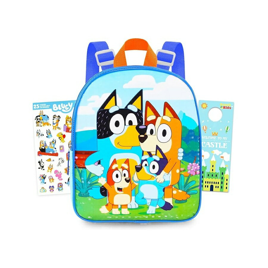 ブルーイー グッズ バックパック リュック バッグ プレゼント ギフト キッズ ミニ 子供用 女の子用 11インチの小さなバッグとボタン付き 財布セット Bluey Mini Backpack for Kids Bundle with 11" Small Bag for Girls Plus Button Bluey Backpack Purse Set