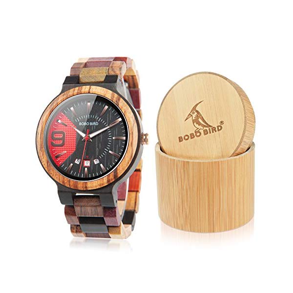 楽天i-selectionボボバード BOBO BIRD 腕時計 木製 時計 ウッドウォッチ メンズ 男性用 BOBO BIRD Men's Colorful Wooden Watches Analog Quartz Date Display Wood Watch Handmade Luxury Casual Wristwatch with Gifts Box for Men