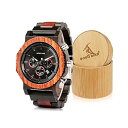 ボボバード BOBO BIRD 竹 腕時計 木製 時計 ウッドウォッチ メンズ 男性用 BOBO BIRD Mens Luxury Wooden Wrist Watches Large Size Date & Chronograph Display Ebony Watch with Gift Bamboo Wood Box for Men