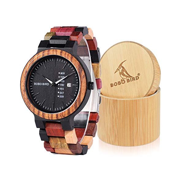 ボボバード BOBO BIRD 腕時計 木製 時計 ウッドウォッチ メンズ 男性用 BOBO BIRD Natural Wood Watch Colorful Mens Wooden Watches Week Date Display Japanese Quartz ムーブメント Chronograph Unique Wristwatch for Men