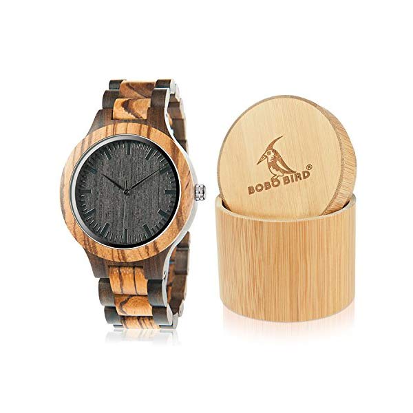 ボボバード BOBO BIRD 竹 腕時計 木製 時計 ウッドウォッチ メンズ 男性用 BOBO BIRD Men's Zebra Wood Watch Analog Quartz Lightweight Handmade Wooden Sports Casual Watches