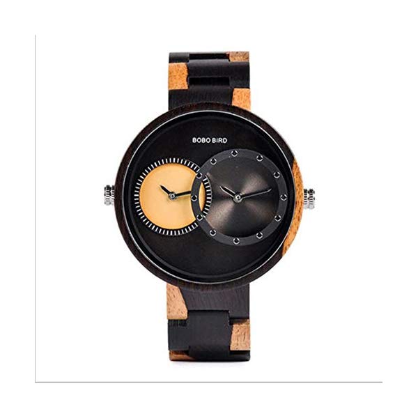 ボボバード BOBO BIRD 腕時計 木製 時計 ウッドウォッチ メンズ 男性用 BOBO BIRD Watch Men 2 Time Zone Wooden Quartz Watch Lover Wristwatches in Wooden Box,Yellow