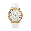 u[o rv EHb` BULOVA 98R237 v J[u fB[X p Bulova Curv Ladies Watch, Stainless Steel with White Silicone StrapDiamond , Gold-Tone (Model: 98R237)