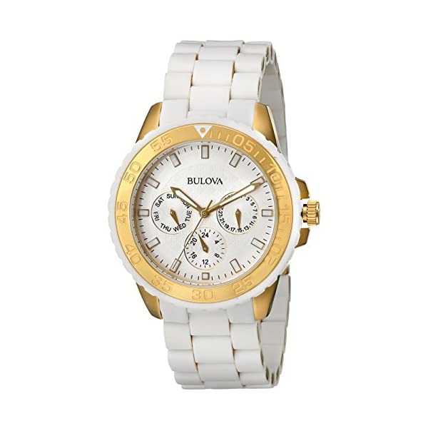 ブローバ 腕時計 ウォッチ BULOVA 98N102 時計 レディース 女性用 Bulova Women's 98N102 White Rubber Wrapped Stainless-Steel Bracelet Watch(2)