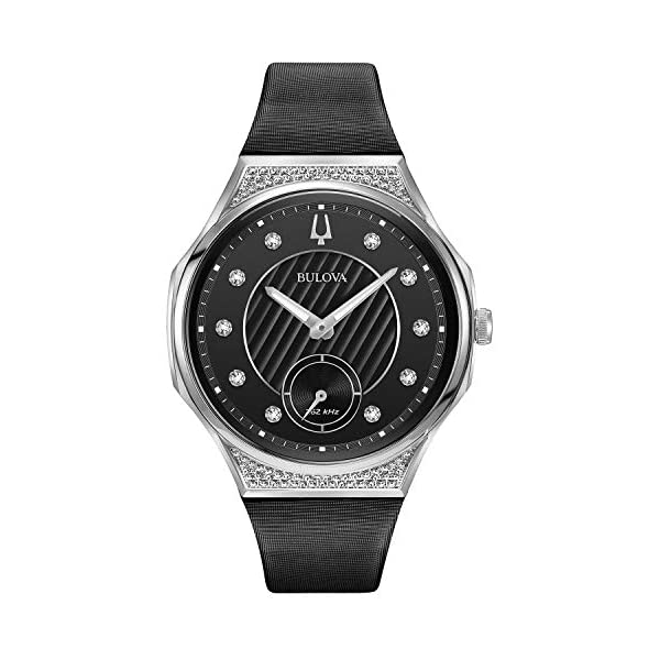 C, D, T, R, W - ブローバ 腕時計 ウォッチ BULOVA 96R229 時計 カーブ レディース 女性用 Bulova Curv Ladies Watch, Stainless Steel with Black Nylon StrapDiamond , Silver-Tone (Model: 96R229)