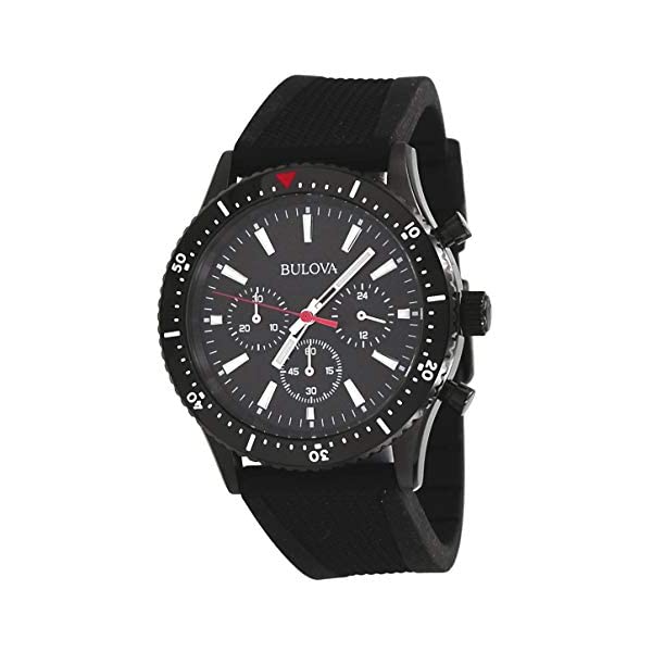 ブローバ 腕時計 ウォッチ BULOVA 98A267 時計 クロノグラフ メンズ 男性用 Bulova 98A267 Men's Black Ion Plated IP Silicone Band Black Dial Chronograph Sports Watch