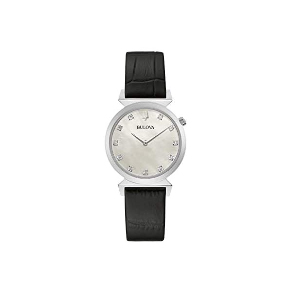 ֥ ӻ å BULOVA 96P210  饷å  ǥ  Bulova Classic Quartz Ladies Watch, Stainless Steel with Black Leather StrapDiamond , Silver-Tone ...