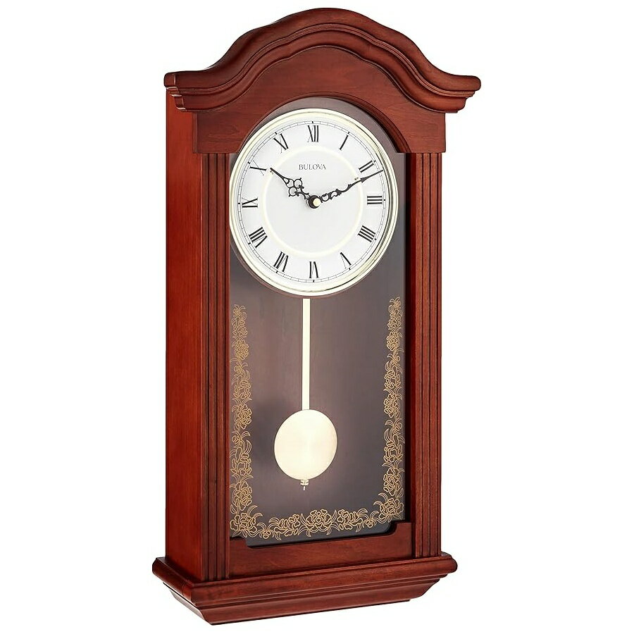ブローバ 壁掛け時計 C4443 バロネット チャイミング クロック 仕上げ マホガニー Bulova C4443 Baronet Chiming Clock, Finish, Mahogany