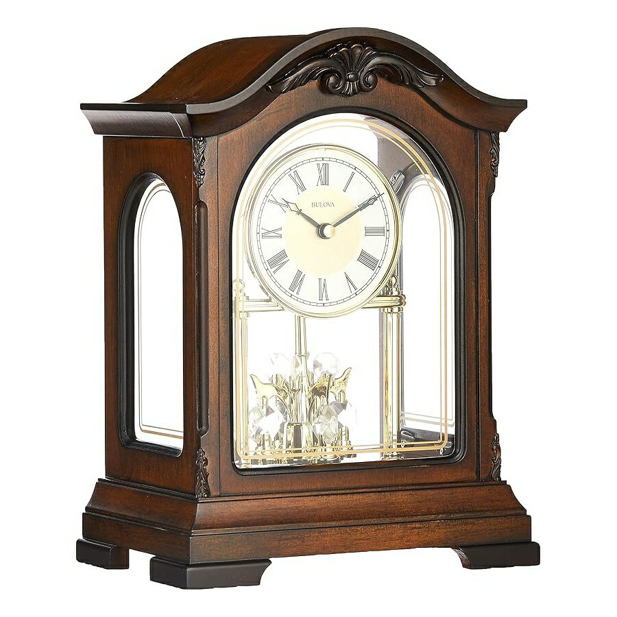 ブローバ 置時計 B1845 デュラント チャイミング クロック ウォールナット Bulova B1845 Durant Chiming Clock, Walnut