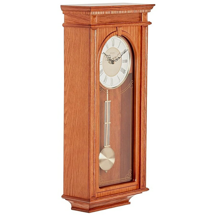 ブローバ 壁掛け時計 C4419 マノーコート チャイミング クロック ゴールデン オーク仕上げ Bulova C4419 Manorcourt Chiming Clock, Golden Oak Finish