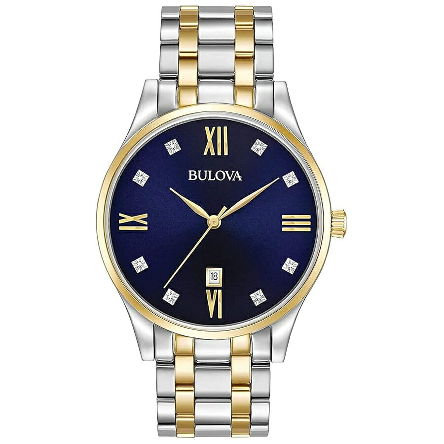 Rakuten - ブローバ 腕時計 ウォッチ メンズ クラシック ステンレススチール ウォッチ ダイヤモンドとデイデイト付き Bulova Men's Classic Stainless Steel Watch with Diamonds and Day Date