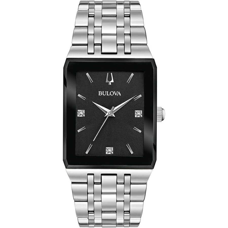 ブローバ 腕時計 ウォッチ メンズ モダン クアドラ ステンレススチール 3 針クォーツ時計 ダイヤモンド ダイヤル Bulova Men's Modern Quadra Stainless Steel 3-Hand Quartz Watch, Diamond Dial