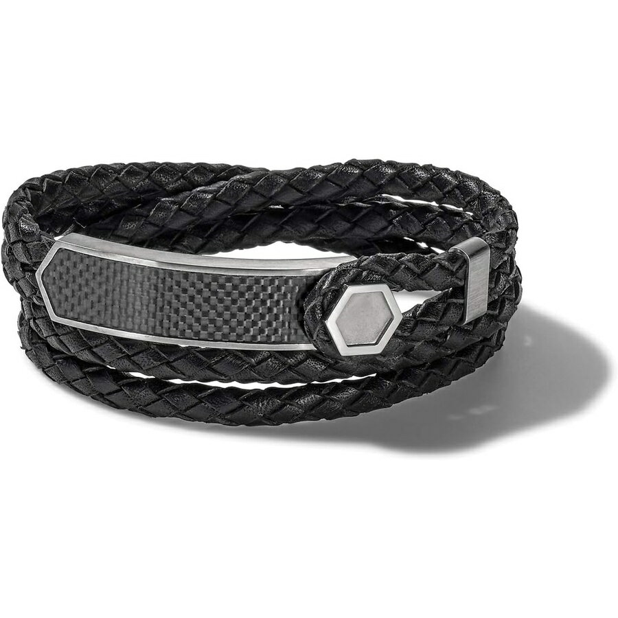 Other - ブローバ メンズ プレシジョニスト ダブル ラップ 編組レザー ストラップ ブレスレット Men's Precisionist Double Wrap Braided Leather Strap Bracelet