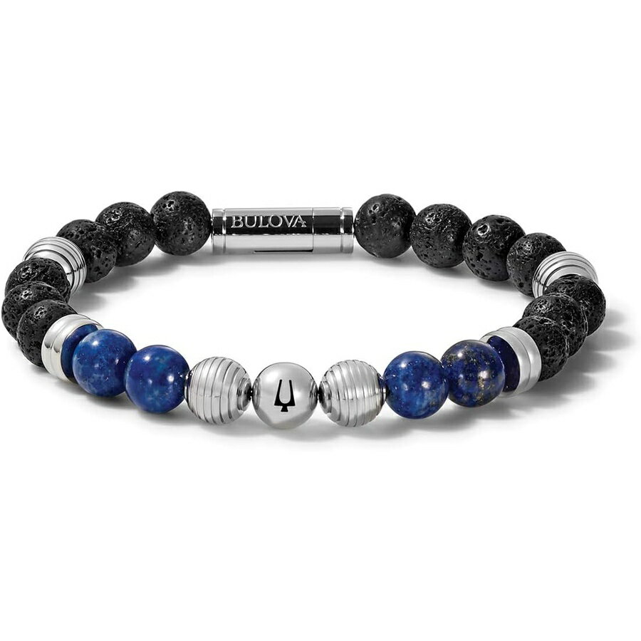 乐天商城 - ブローバ メンズ クラシック ビーズ ブレスレット シリンダー クラスプ付き Men's Classic Beaded Bracelet with Cylinder Clasp
